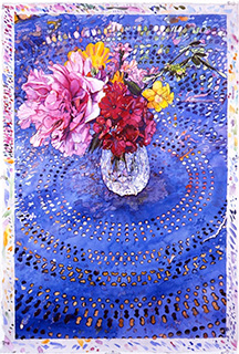 Mandala Bouquet, watercolor on paper by Joseph Raffael