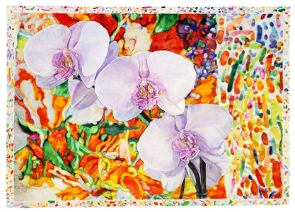Orchids Dream - aquarelle sur papier painting by Joseph Raffael